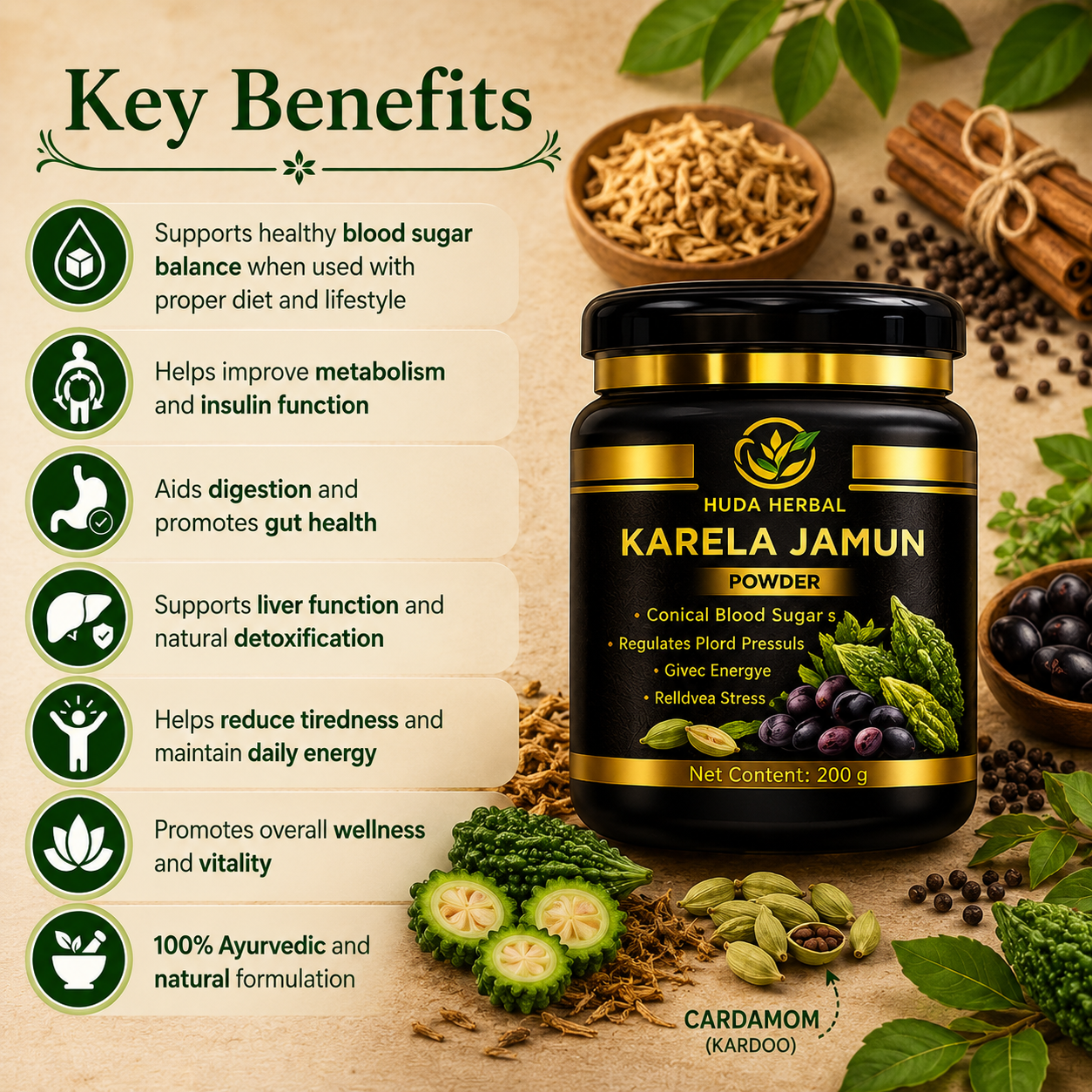 Huda Herbals Karela Jamun Powder